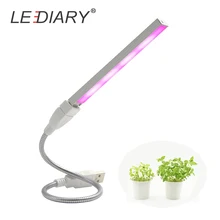 LEDIARY USB LED Plant Growth Lamp 5V 3W Full Spectrum Lights Silvery Body For Hydroponics System Greenhouse Green Plant CE
