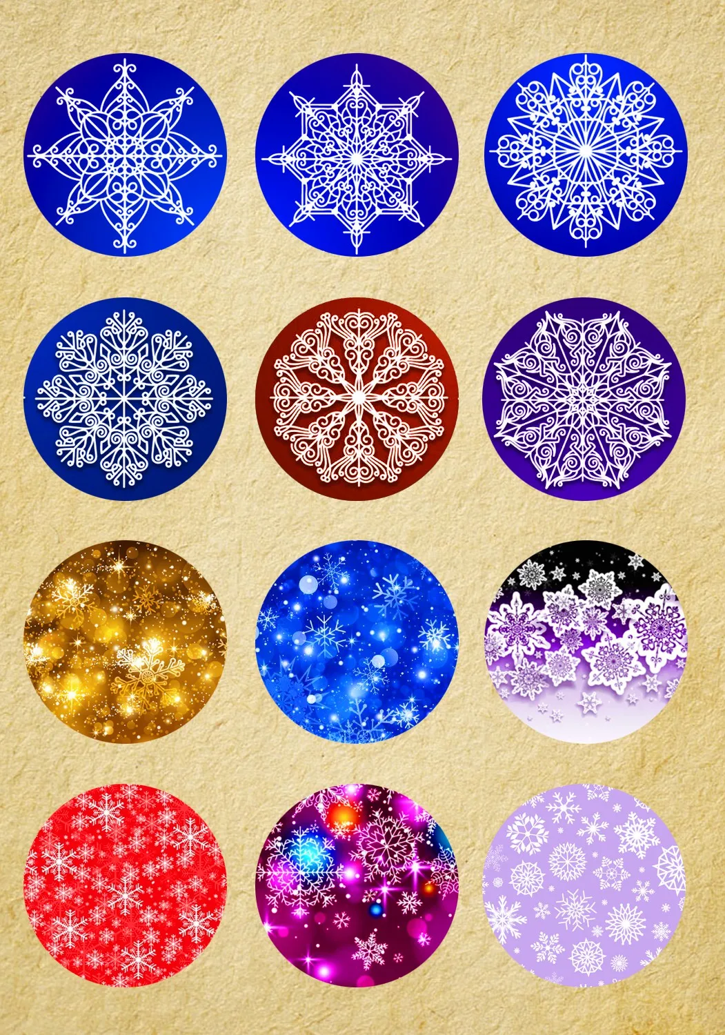 

20pcs Cabochon Photo Glass Jewelry Accessories Christmas Snowflake Pattern Handmade Round Glass Cabochons 8~30mm Z-G1616