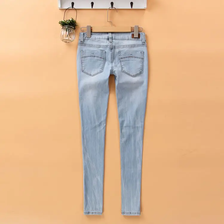 Женские Модные обтягивающие джинсы с низкой талией и эффектом потертости, женские модные отбеленные повседневные хлопковые рваные джинсовые штаны