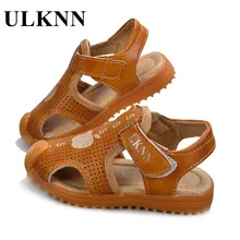 ULKNN обувь для детей из мягкой кожи детские сандалии детские пляжные сандалии с закрытым носком обувь для мальчиков модная спортивная обувь