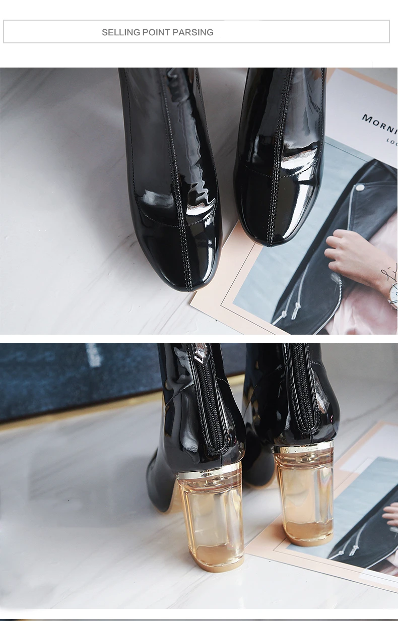 RQFF Brand Boots Women Plus size34-43 Shoes Woman 9cm High Heels Ankle Boot Female Footwear Leather booties Ladies Shoe With Box (15)