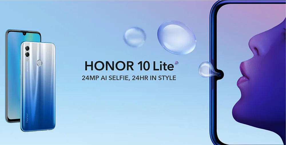 Мобильный телефон Honor 10 lite с глобальной версией, 4G LTE, четыре ядра, 6,21 дюймов, 3 Гб ОЗУ, 32 ГБ, 64 Гб ПЗУ, 24мп, 13мп, 2МП, Android 9, смартфон