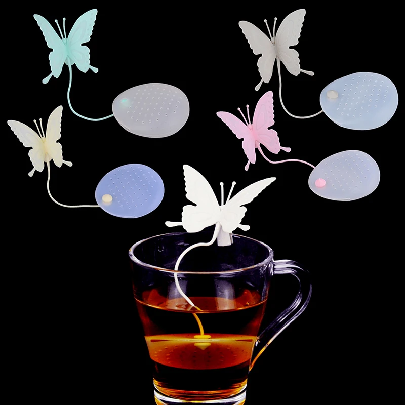 1PCS Butterfly Tea Bags Strainers Silicone Filter Infuser Silica Cute Teabags for &amp Coffee Drinkware | Дом и сад