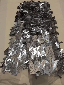 

Grey african lace fabric 2017 high quality lace Embroidery Guipure French Lace Fabric With Sequins for wedding dress 2018 party