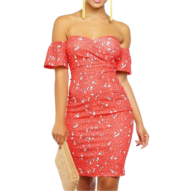 2018 Summer Dresses Boho Off Shoulder Dress Strapless Bandage Backless Robe Femme Red Mini Floral Sexy Party | Женская одежда