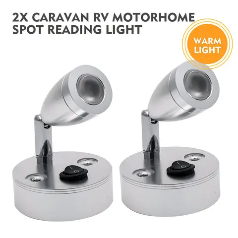 Interruptor de Luz de Parede Luz de Leitura para Camper 2×12 v Leitura Luz Quente Led Spot 3 w Levou Van Caravana Barco 3000 k