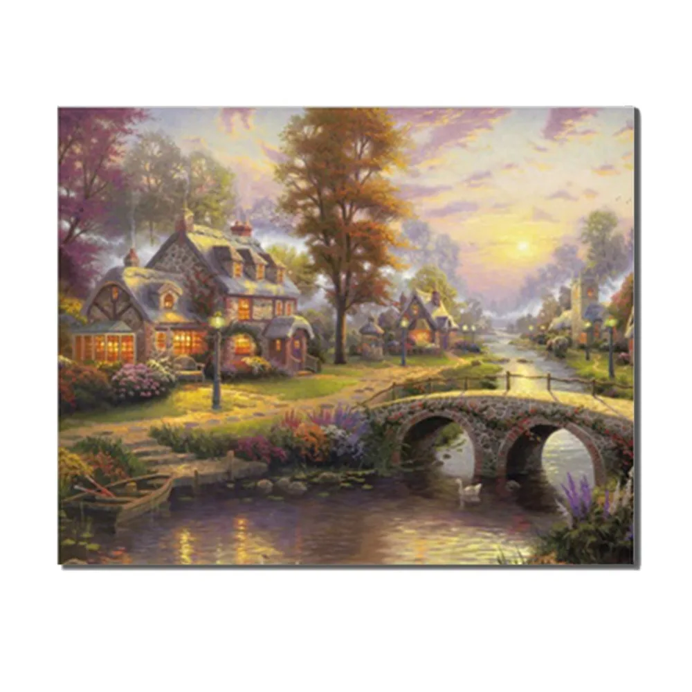 

Laeacco Wall Artwork Picture House Vintage Fairyland Posters and Prints for Living Room Home Decor HD Canvas Painting No Frame