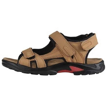 Популярные Модные мужские сандалии кожаные сандалии мужские повседневные Летние удобные кожаные туфли размера плюс