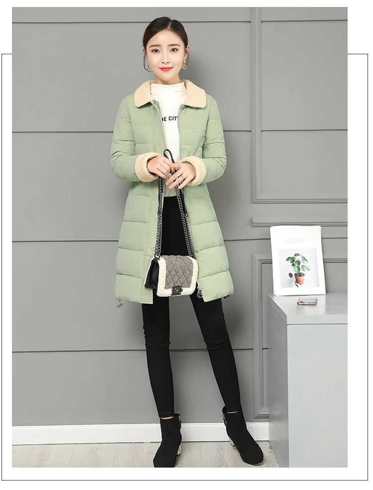 Women Jacket Winter Coats Long Outwear Jackets Cotton Padded Clothing Zipper Warm Winter Jacket 2018 Korean Ladies Coat CH642 (6)