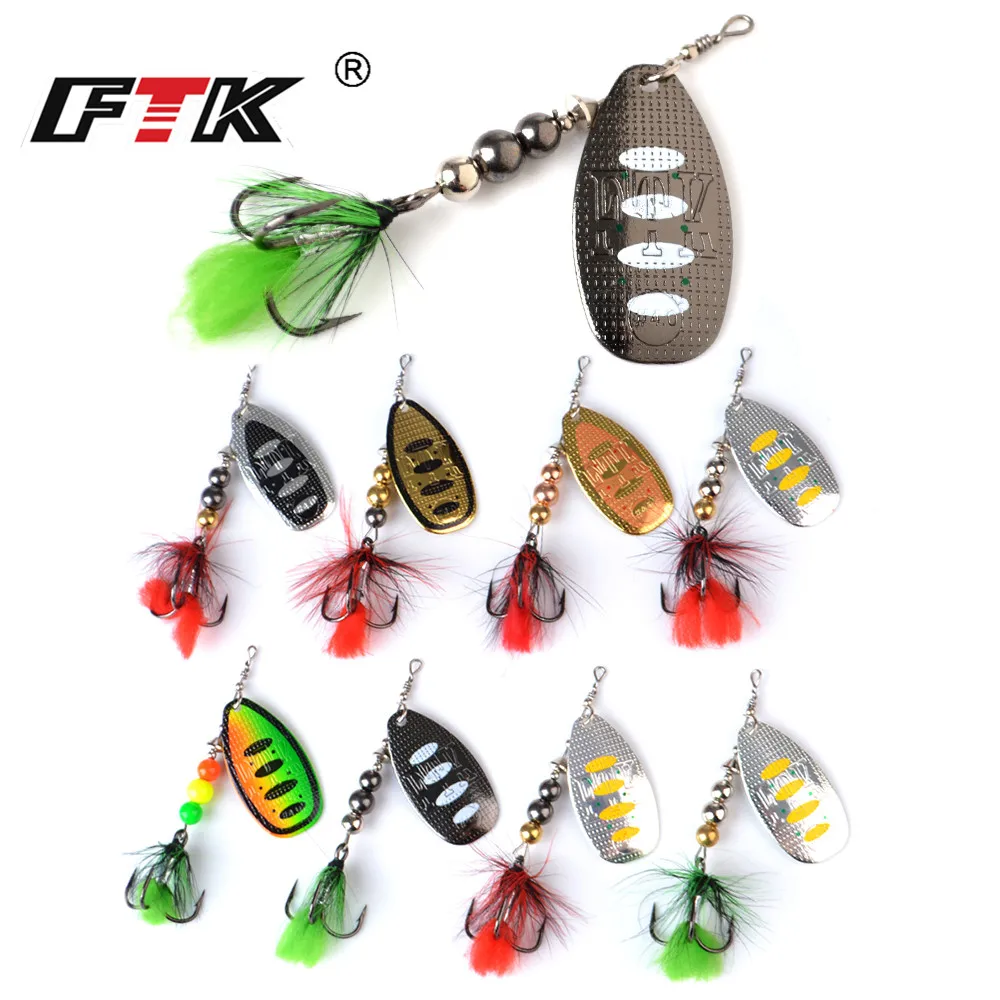 

FTK Fishing Lure Spinner Baits 1pcs Feather Saltwater Lure Mustad Fish Hook Artificial Bait Triple Metal Lure BC Tackle Pesca