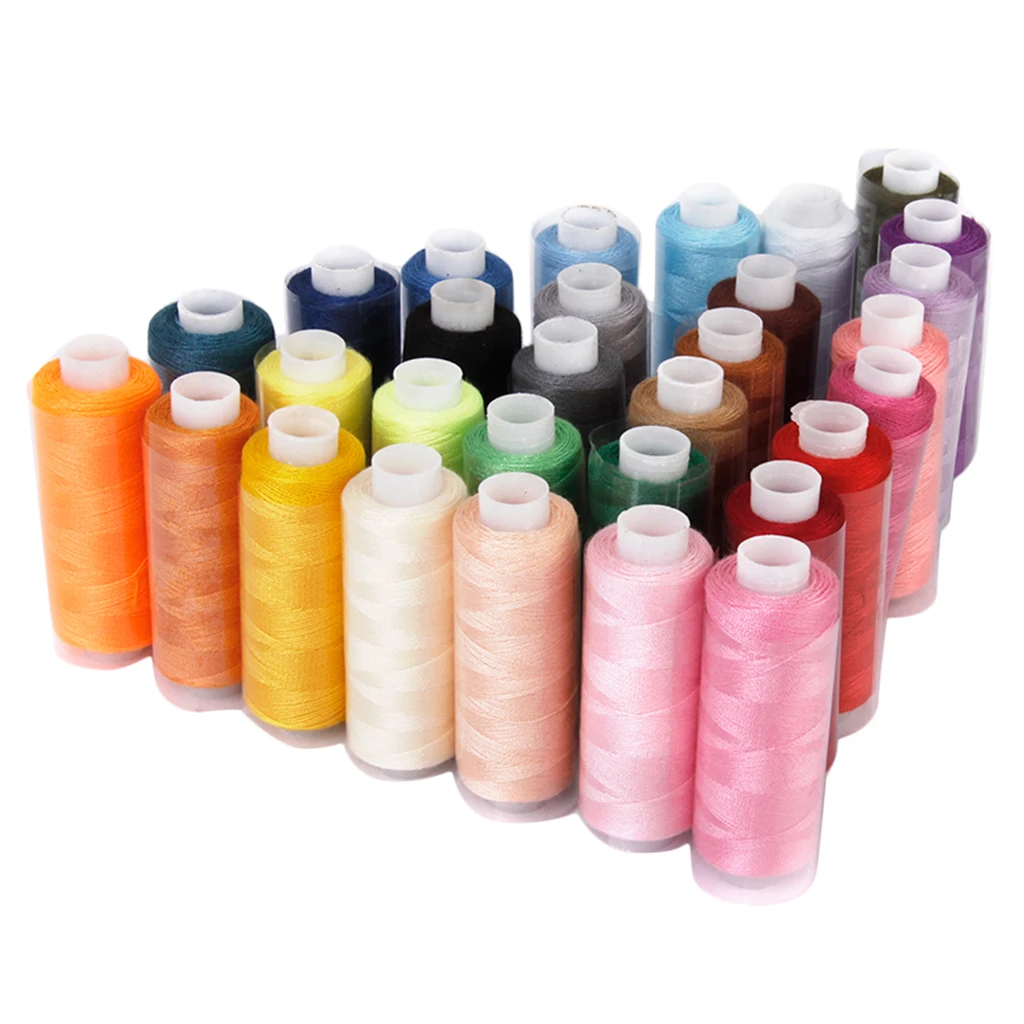 250 ярдов/катушка Полиэстер швейные нитки для джинсовой сумки кожаные поделки DIY Упаковка из 30 разных цветов