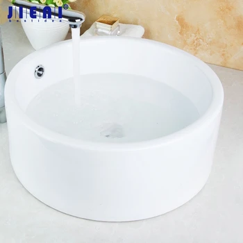 

JIENI Only White Countertop Ceramic Basin Sink Artistic Contemporary Wash Basin With Chrome Pop up Drain