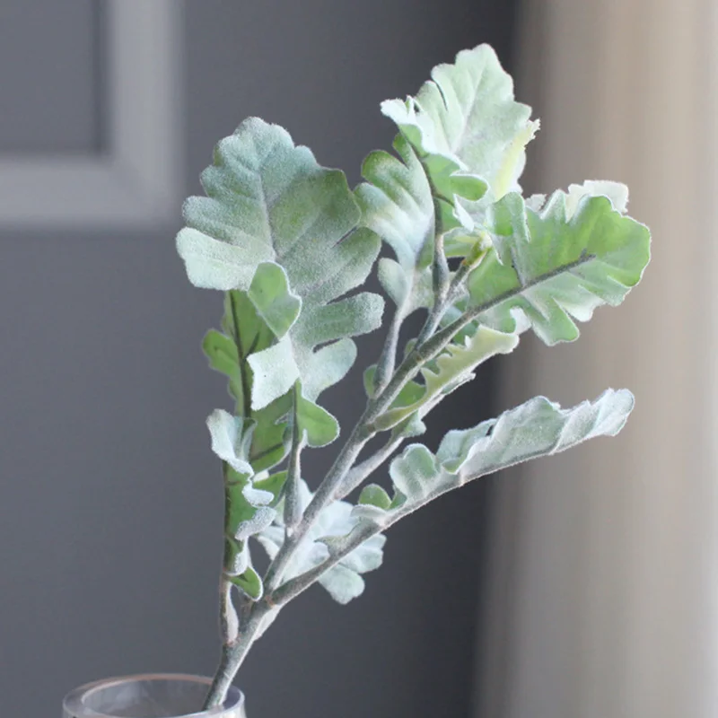 33 см Искусственный Зеленый лист растения шелк senecio cineraria декор стола в комнате пыльный Миллер грейден отель поддельные цветы A8337 - Цвет: Зеленый