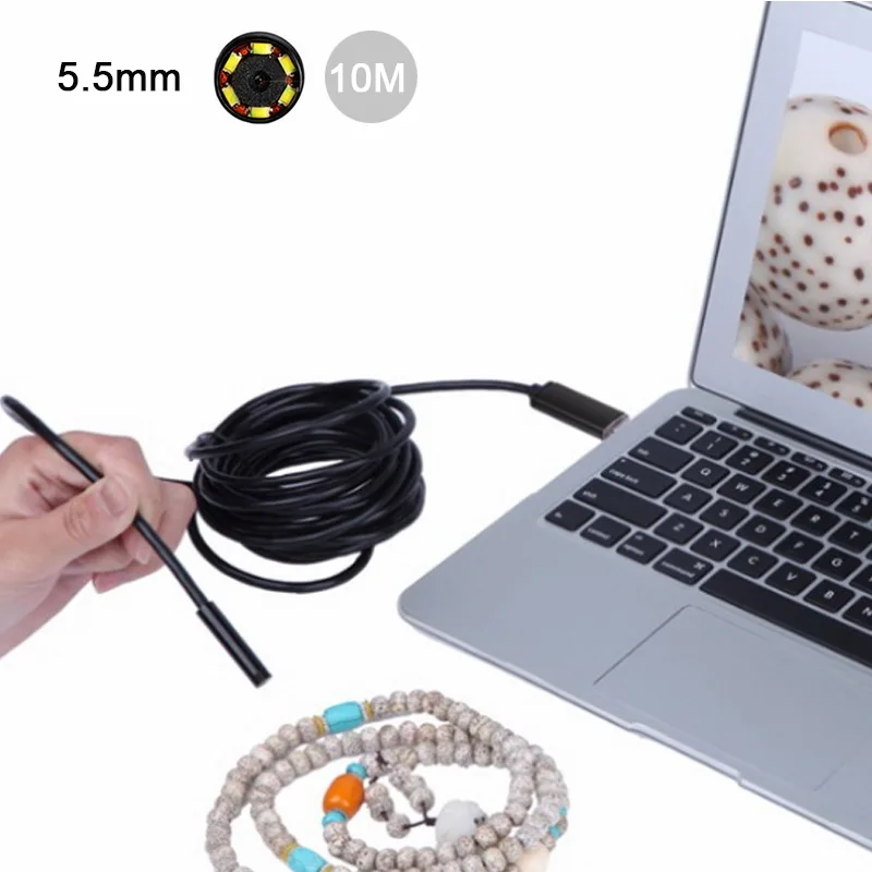 

10M Long USB Cable 5.5mm Endoscopic camera for Android HD Waterproof Snake Borescope USB Inspection Camera