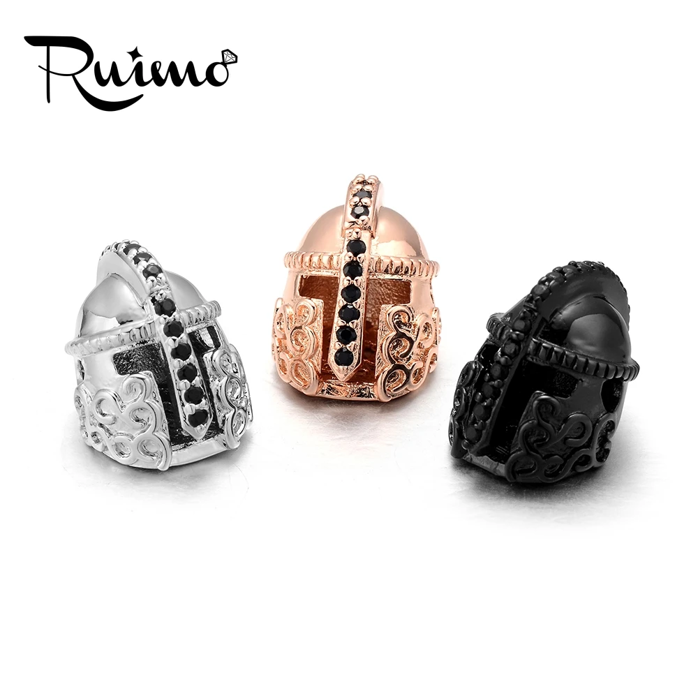 Микробусины RUIMO из черного циркония с инкрустацией спартанские бусины для шлема