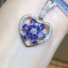 Натуральный танзанит кулон S925 Серебряный натуральный драгоценный камень кулон Цепочки и ожерелья модный элегантный романтический сердце женские вечерние ювелирные украшения
