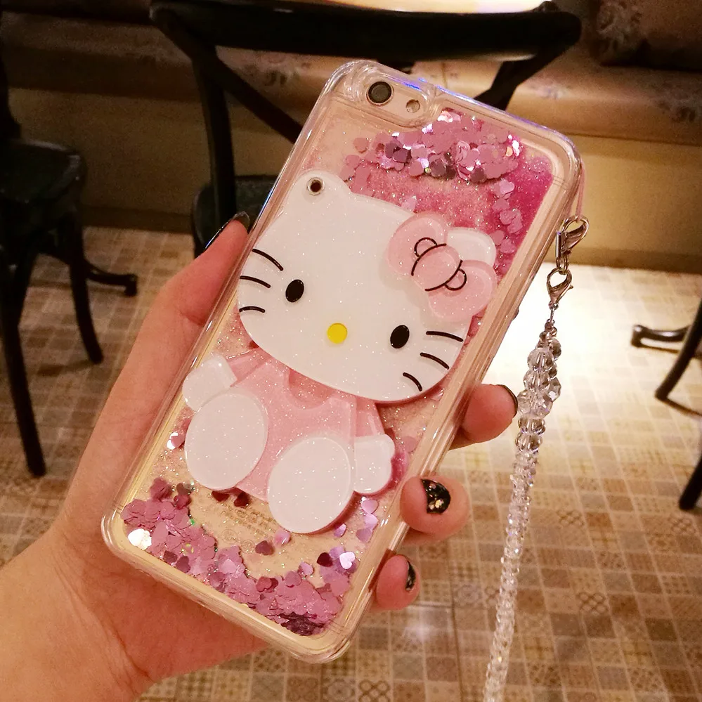 

P20 plus Mirror Case , Hello Kitty Mirror Liquid Bling Dynamic Glitter Cases For Huawei P20 / P20 lite / nova3E + crystal Strap