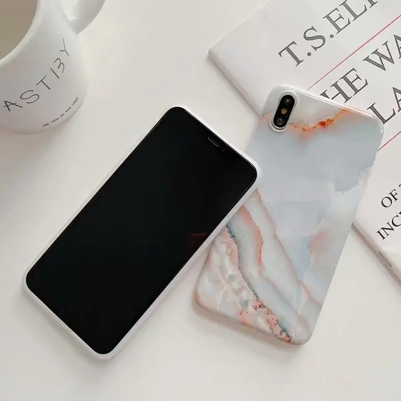 Гладкий мраморный чехол для iPhone X Xs Max XR силиконовый мягкий из ТПУ 8 7 plus 6 6S в
