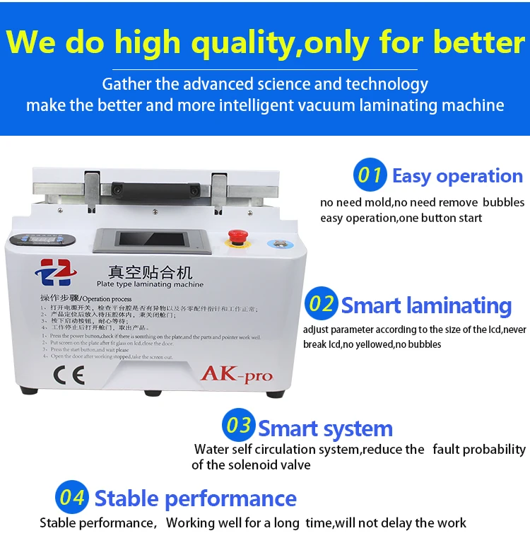 AK PRO oca ламинатор вакуумный ламинатор Ремонт ЖК отделочная машина ОСА ламинатор для iphone s6 edge