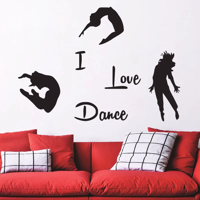 ZOOYOO I Love Dance Wall Stickers Home Decor DIY Three Dancers Decals