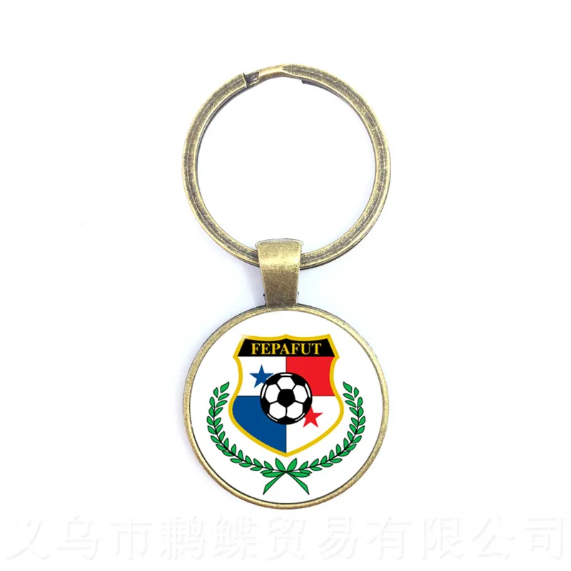 

Football Fans Glass Pendant Keychain Argentina/Egypt/Australia/Panama/Brazil National Football Badge Logo Glass Dome Keyring