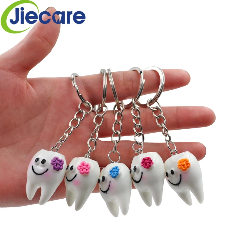 

10 Pcs Dental Simulation Tooth Pendant Keychain Lovely Cartoon Dental Decorative Accessories Promotional Gifts Free Shipping