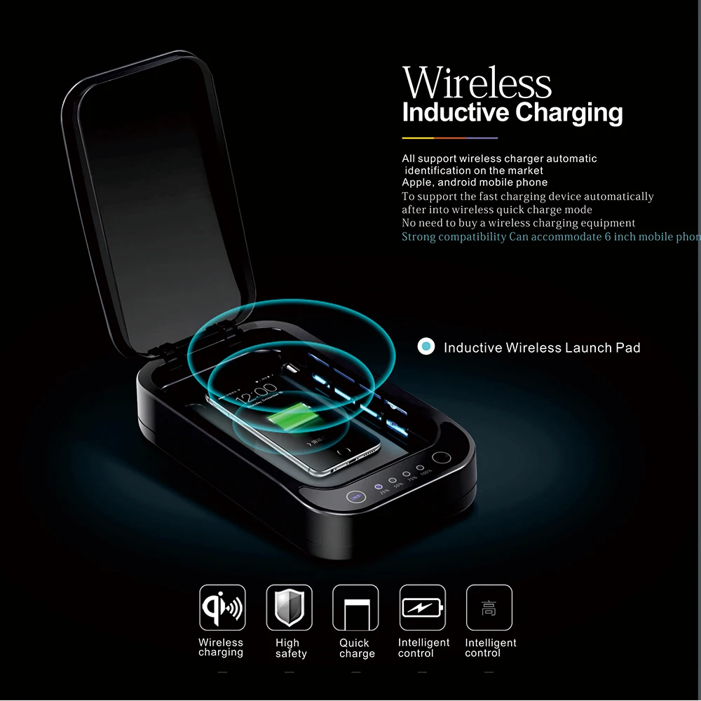  2018 New Design KY-MS07 Phone Wireless inductive Charge& household UV Sanitizer Disinfector For Sma
