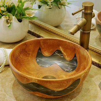 

Antique retro style hand engraving basin wash basin counter basin