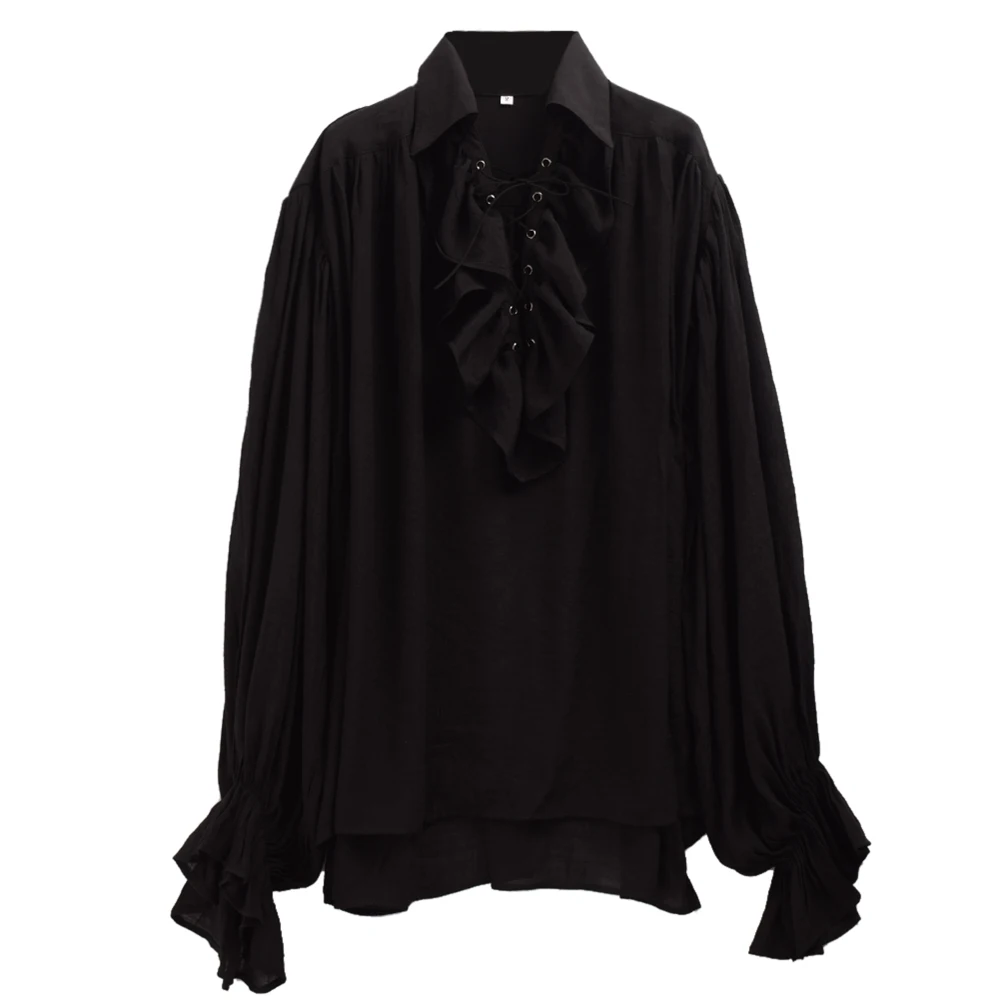 Vintage Renaissance Poet White Black Scottish Vampire Colonial Ruffles Jabot Blouse Long Sleeve Pirate Shirt for Men image 6