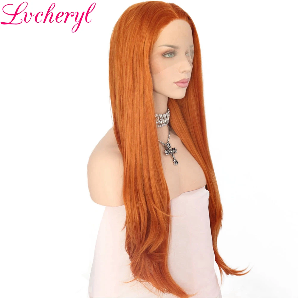 Lvcheryl оранжевые волосы натуральные волнистые ручная работа слоистые термостойкие синтетические Передние Вечерние кружевные вечерние