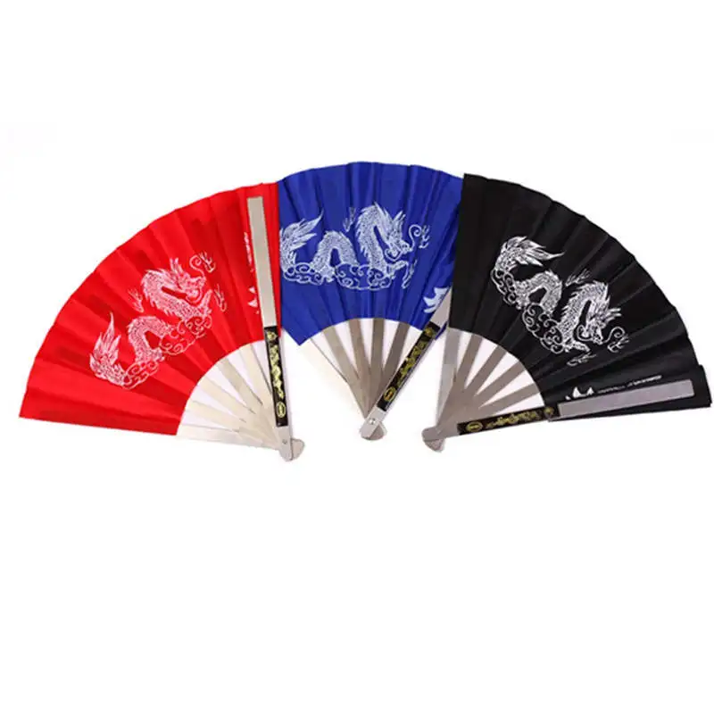 

Stainless Steel Tai Chi Fan Kung Fu Wushu Gym Show Decorate Party Solid Fan for Party Hand Bamboo Flower Personalized 19feb19