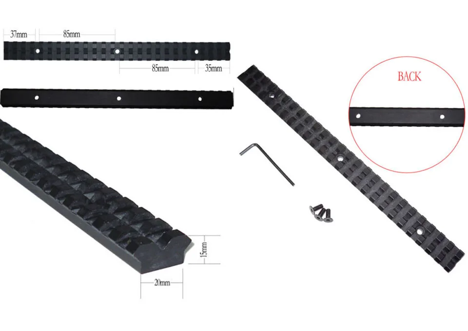 Длинные 20 мм Крепление Пикатинни с 25 слотов мм и 257 длина из алюминиевого сплава для охотничьих винтовок B