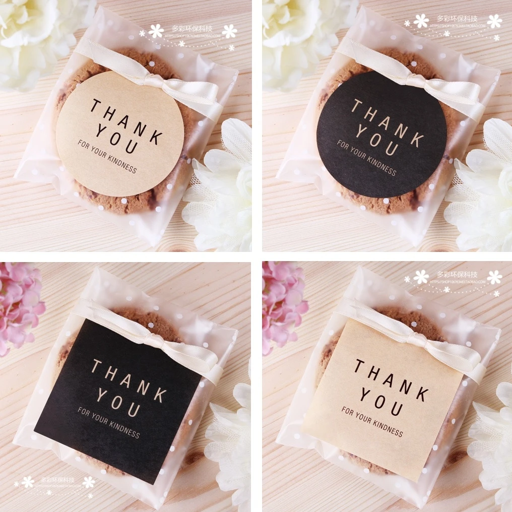 

60Pcs 10Sheets New Thank you Square Circle Handmade Cake Packaging Sealing Label Kraft Sticker Baking DIY Gift Round Stickers