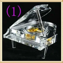 Free Shipping 1pcs/Lo14*12cm K9 AAA crystal material Color crystal music box creative birthday gift for family /friends