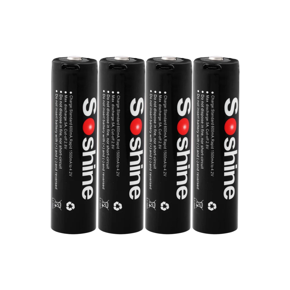 

SOSHINE USB 3.7V 18650 Battery 3000mAh Li-ion Protected Rechargeable Battery With USB Charging Port For LED Flashlight Laptop