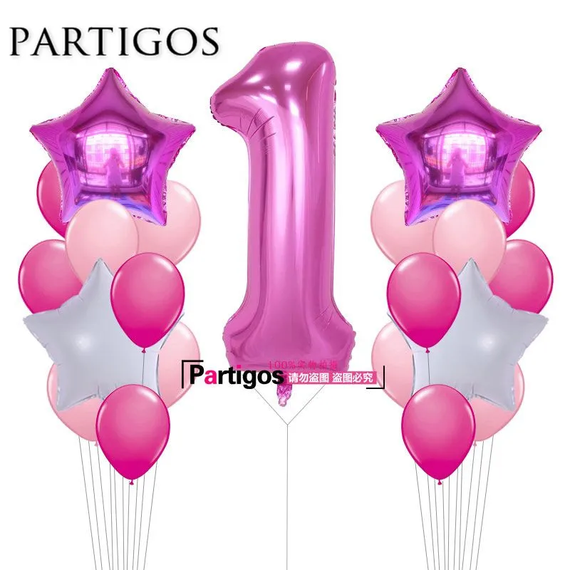 21 шт. Baby Shower 1st День рождения Декор 40 дюймов номер 1 Фольга Шарики поставки для