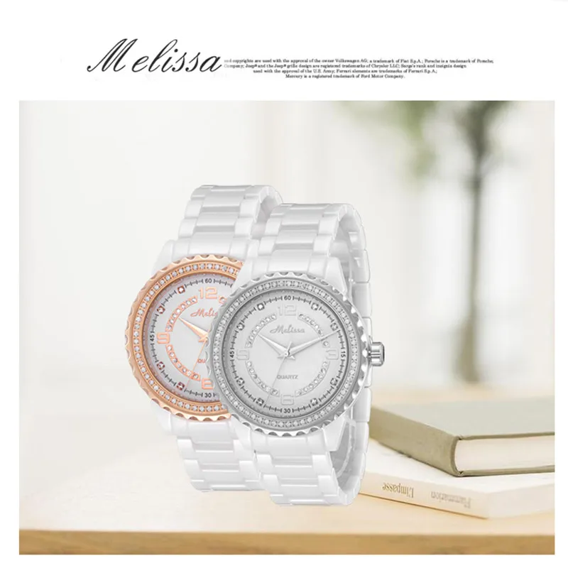 Melissa Lovers брендовые ювелирные часы 100% настоящие синие керамические блестящие