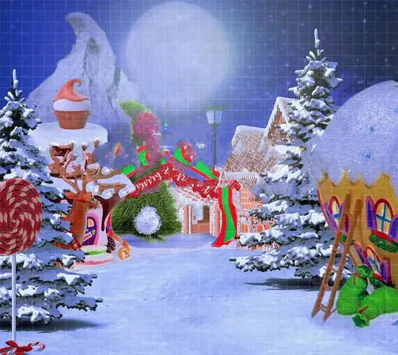 Grinchmas Crumpit Grinch конфеты земля деревня снежное дерево фоны компьютерная печать дети