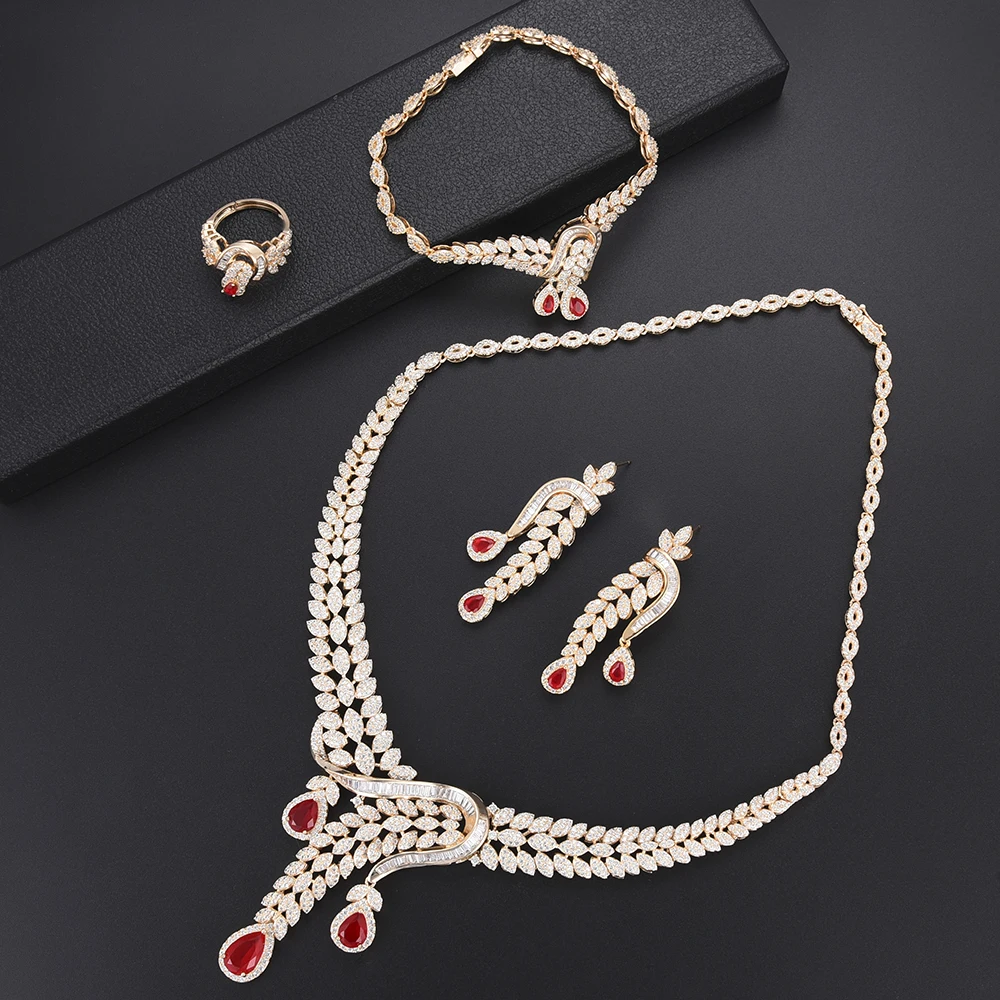 Missvikki 6 Colors Luxury Wedding Bridal Jewelry Sets For Brides Women Necklace Bracelet Ring Earring Set Silver Crystal Missvikki 6 Colors Luxury Wedding Bridal Jewelry Sets For Brides Women Necklace Bracelet Ring Earring Set Silver Crystal