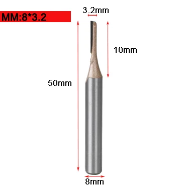 Tideway 8 мм хвостовик прямой деревянный маршрутизатор Набор бит плотник Фрезерный резак резка карбида вольфрама Концевая мельница Деревообрабатывающие инструменты - Длина режущей кромки: 8 X 3.2