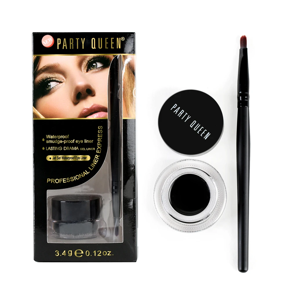 1Pc Black Brown Eyeliner Gel Eye Makeup Eye Liner Cream With Brush Kit