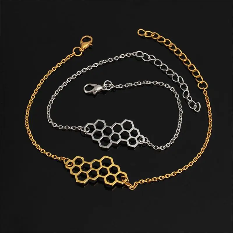 

Charm Fashion Silver Bracelet for Women Girl Heart Honeycomb Bee Animal Pendant Bracelet Jewelry Party Prom Gift