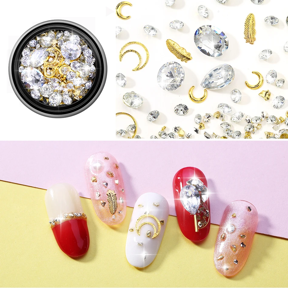 ROHWXY 3d художественные талисманы для ногтей, декоративные ногти, стразы, блеск для ногтей, пикси, кристалл, декоративный камень для ногтей, ювелирные изделия из кристаллов, жемчужные бриллианты