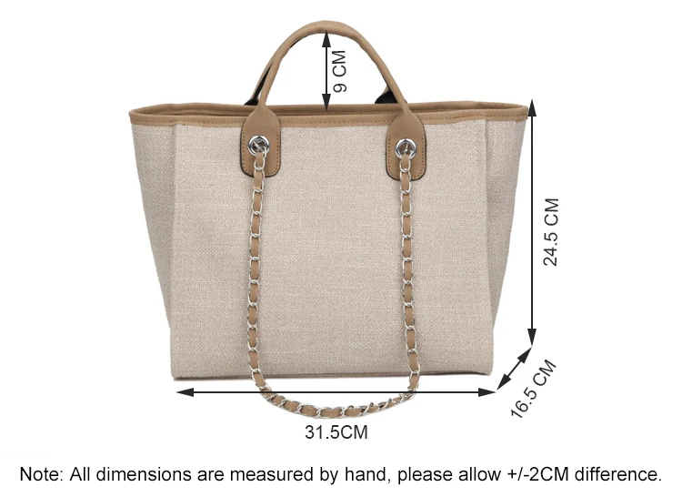 Новая женская сумка-тоут, модная Брезентовая большая сумка, сумки на плечо с цепочками, женская большая сумочка-мессенджер для шопинга