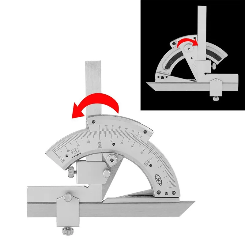 Stainless Protractor 0-320 Degrees Precision Angle Ruler Measuring Finder Ruler Adjustable Vernier Protractor Measuring Ruler