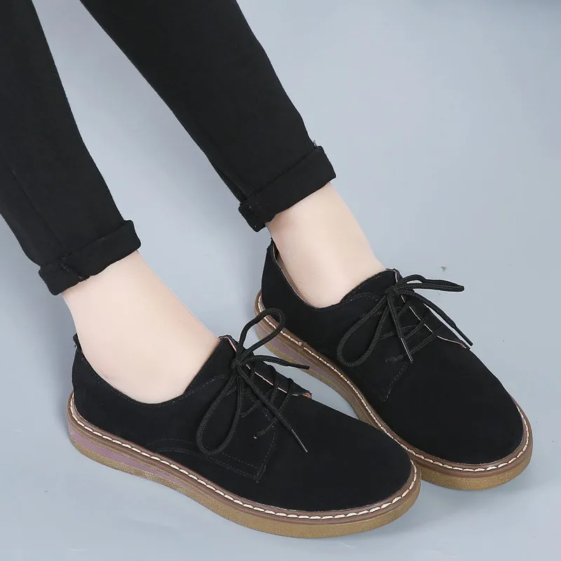 PINSV/осенние женские туфли-оксфорды; замшевая женская повседневная обувь; женские мокасины на плоской подошве со шнуровкой; zapatos de mujer; Размеры 35-40