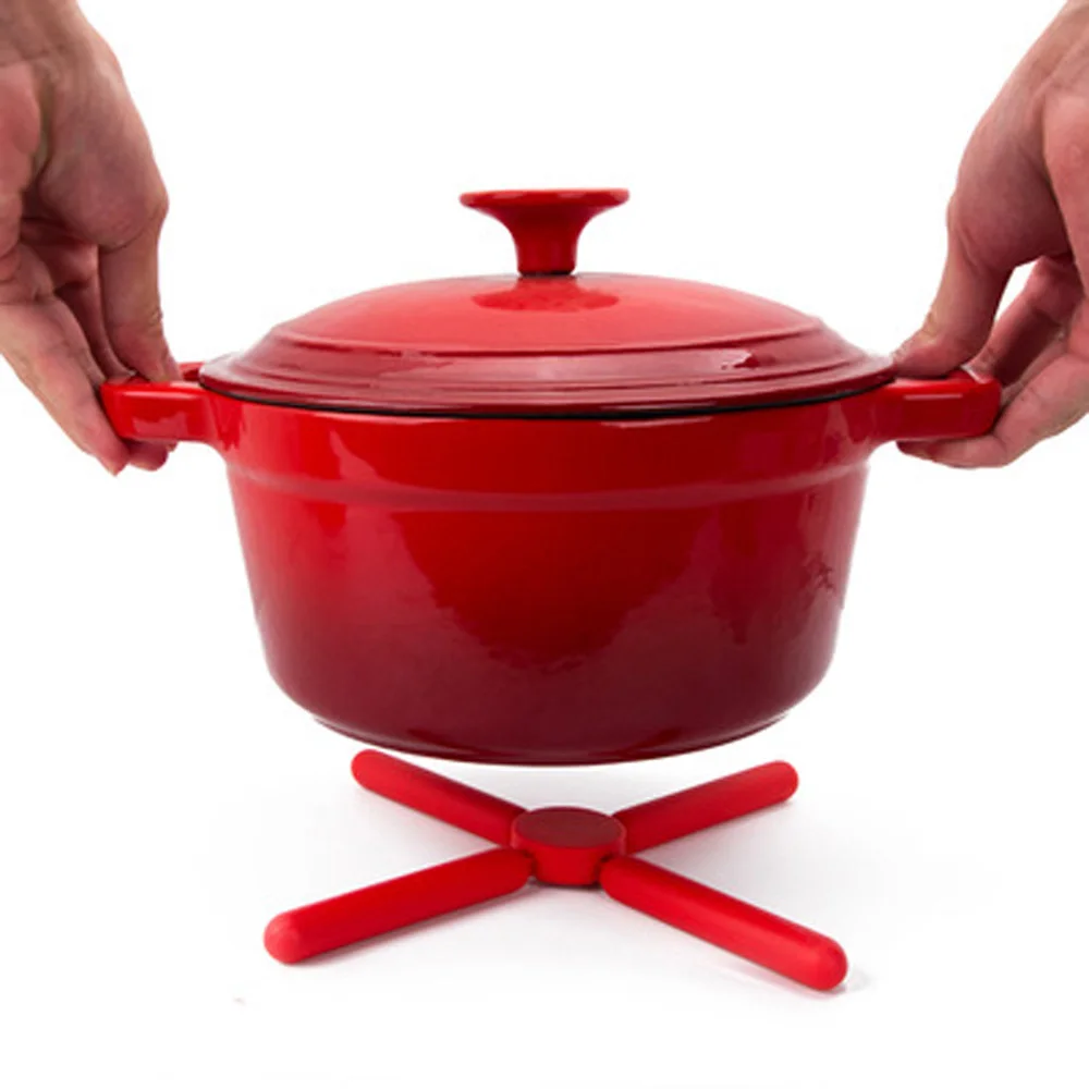 

1Pcs Silicone Fold Pot Mat Cross Shaped Silicone Table Pad Collapsible Placemat Insulation Cup Mat Pot Holder Kitchen Tools