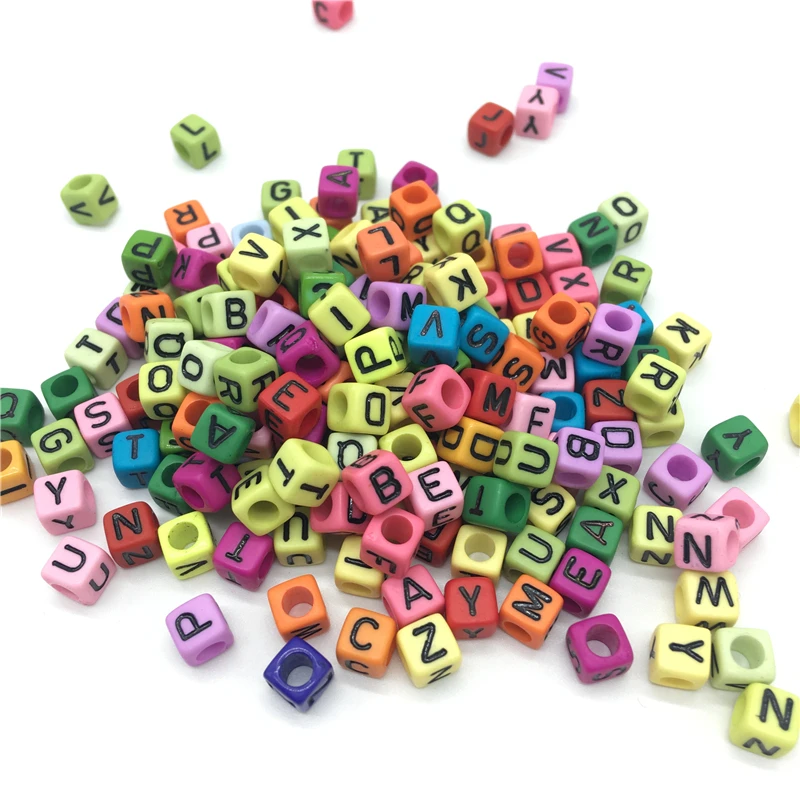 

100pcs 6x6mm Mixed Square Alphabet Letter Beads Charms Bracelet Necklace For Jewelry Making DIY Accessories #Letter-01