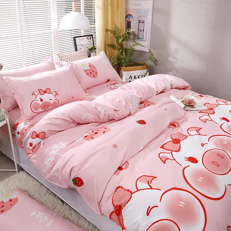 

Aloe Cotton Pink Pig Pattern Bedding Set Soft Skin-friendly Duvet Cover & Flat Bed Sheet & Pillowcase Home Textile Wholesale