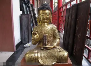 

Tibet Buddhism Bronze Gilt handwork Sakyamuni Hold pagoda Amitabha Buddha Statue